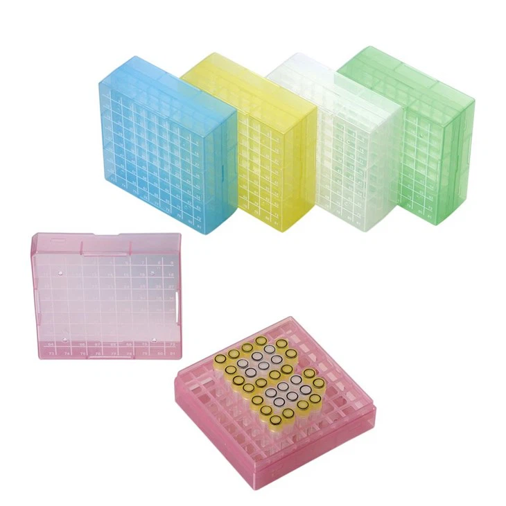2 Inch 81well PP Cryobox For Cryovial Tube Freezer Box For Cryogenic Storage