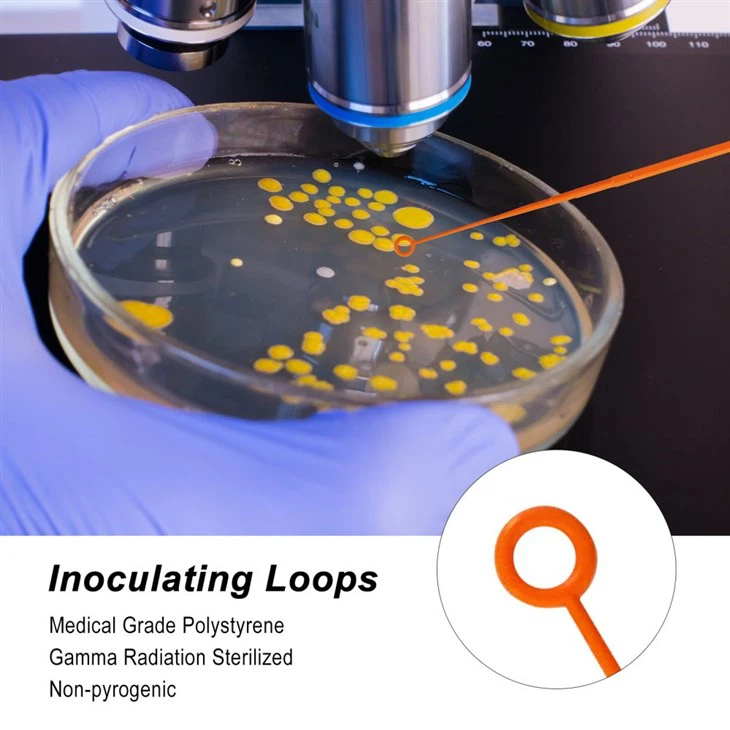 Blue, Orange 1UL, 10UL Sterile PS Individually Wrapped Disposable Inoculating Loops & needles